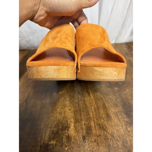 Charlotte Stone Kayla Orange Suede Wood Platform Clogs Women's 8 Sandals - Picture 7 of 16